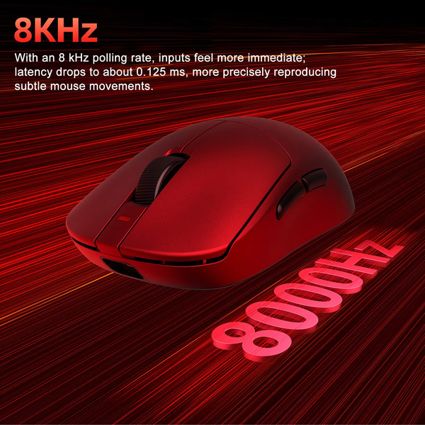 Игровая беспроводная мышка Aula V9 Ultra+ / Три режима подключения / Сенсор PAW3950 / 30000 DPI / Red 554 фото