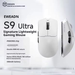 Ігрова бездротова мишка Eweadn S9 Ultra / Три режими підключення / Сенсор PAW3950 / 42000 DPI / White 632 фото