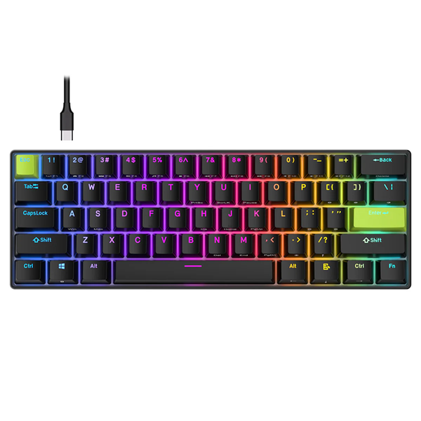 Ігрова магнітна дротова клавіатура Royal Kludge RK C61 / Mint Switch / Black   304 фото