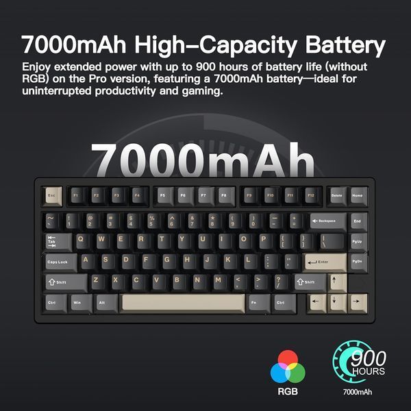 Ігрова механічна клавіатура WOBKEY RAINY 75 PRO / Три режими підключення / Kailh Cocoa Switches / Black 277 фото