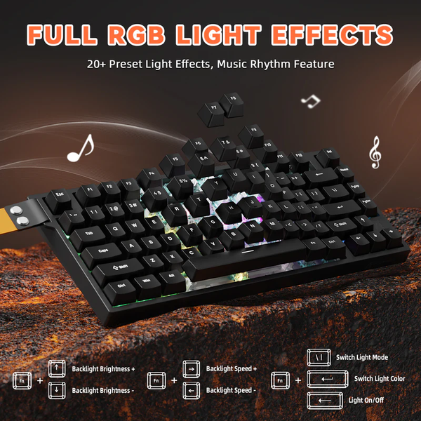 Ігрова дротова магнітна клавіатура Attack Shark R82 / Дротове підключення / Magnetic Switch / Black 192 фото