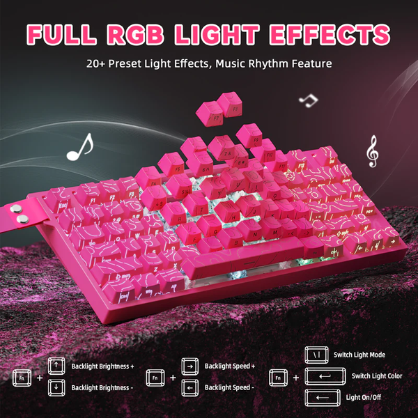 Игровая проводная магнитная клавиатура Attack Shark R82 / Проводное подключение / Magnetic Switch / Pink 194 фото