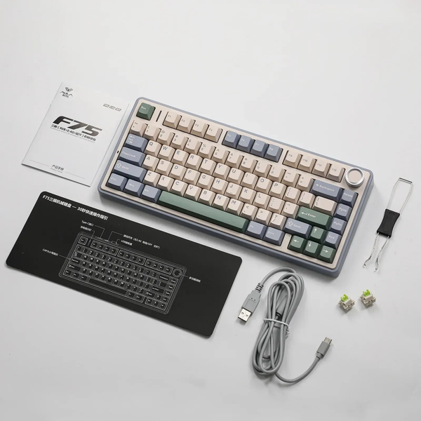 Ігрова механічна клавіатура AULA F75 / Три режими підключення / Leobog Axis Reaper Switch / Green 35 фото