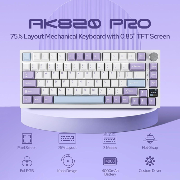 Ігрова механічна бездротова клавіатура AJAZZ AK820 Pro / Три режими підключення / Flying Fish Switch / White 271 фото