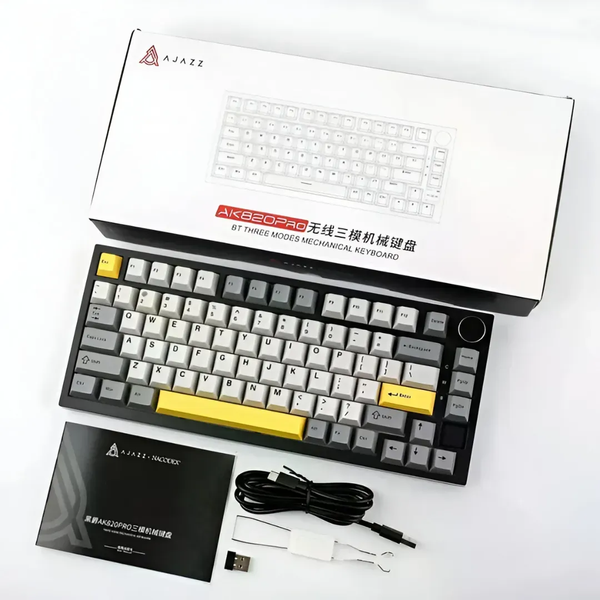 Ігрова механічна бездротова клавіатура AJAZZ AK820 Pro / Три режими підключення / Gift Switch / Grey 131 фото