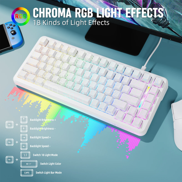 Игровая магнитная клавиатура MAMBASNAKE M82 HE / Hall Effect / Magnetic Switch / 75% / Rapid Trigger / White 365 фото