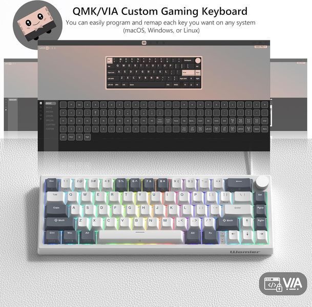 Игровая механическая клавиатура Womier VK66 Pro / Проводное подключение / Womier POM Series Switches / Grey 381 фото
