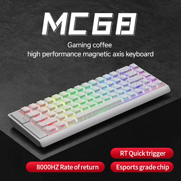 Ігрова магнітна дротова клавіатура LANGTU MC68 / Дротове підключення / Magnetic Emperor Switch / White 256 фото