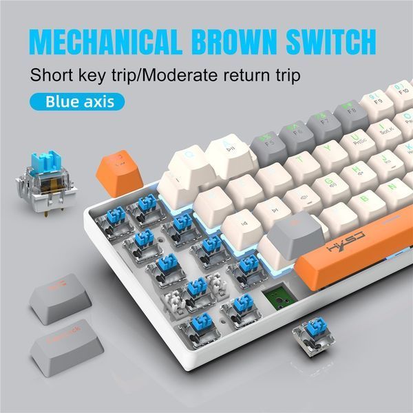 Ігрова механічна дротова клавіатура HXSJ V500 / Blue Switch / 60% / RGB / Colourful 356 фото