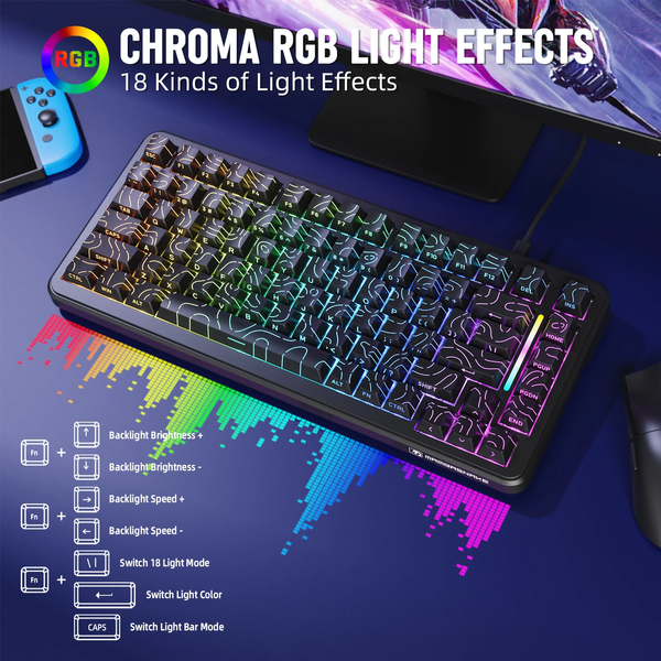 Игровая магнитная клавиатура MAMBASNAKE M82 HE / Hall Effect / Magnetic Switch / 75% / Rapid Trigger / Black 364 фото
