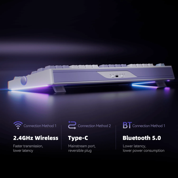 Ігрова бездротова механічна клавіатура VGN V87 V2 / Три режими підключення / Blizzard Switch / Pink 618 фото