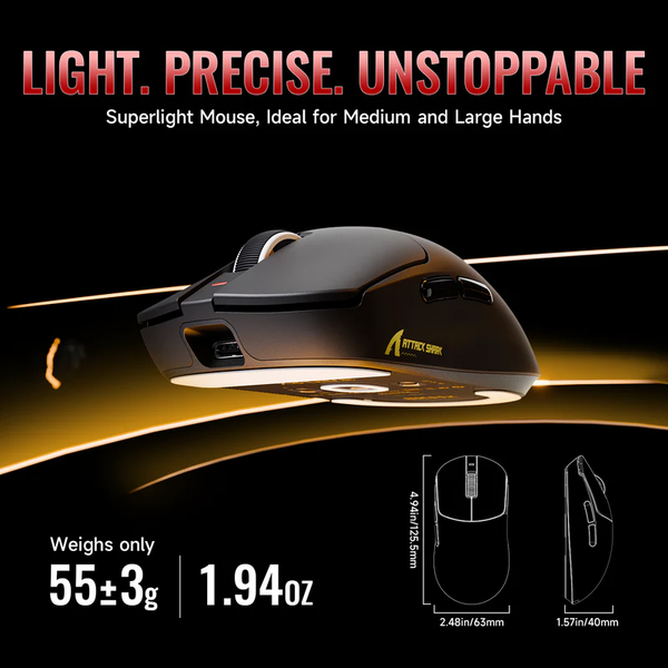 Игровая беспроводная мышка Attack Shark X8 Plus / Три режима подключения / Сенсор PAW3395PRO / 40000 DPI / Black 578 фото