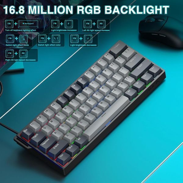 Игровая магнитная проводная клавиатура AULA WIN60 HE PRO / 60% / Hall Effect / Rapid Trigger / Semantic Magnetic Switch / Grey 353 фото