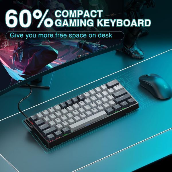 Игровая магнитная проводная клавиатура AULA WIN60 HE PRO / 60% / Hall Effect / Rapid Trigger / Semantic Magnetic Switch / Grey 353 фото
