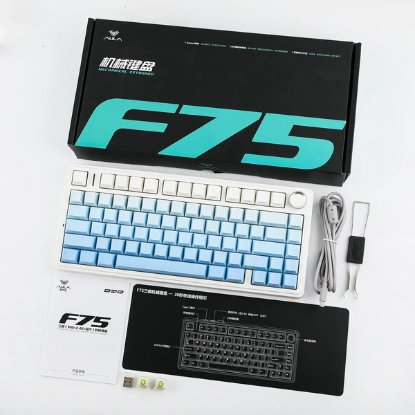 Ігрова механічна клавіатура AULA F75 / Три режими підключення / Leobog Axis Reaper Switch / Blue 209 фото