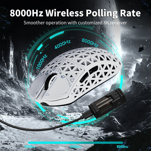 Игровая беспроводная мышка Mambasnake M5 Ultra / PAW3950 Max / 42000 DPI / White 280 фото