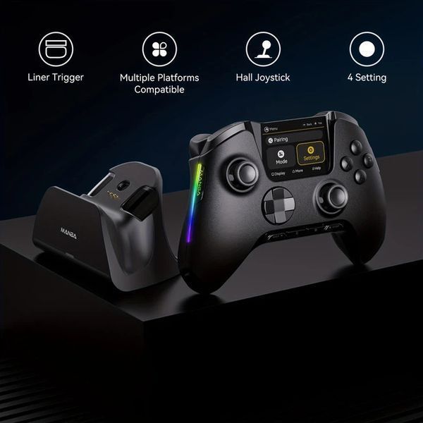 Бездротовий геймпад Manba One V2 Wireless Controller / Дисплей / RGB-підсвітка / Hall Effect / Black MN-ONE-V2 фото