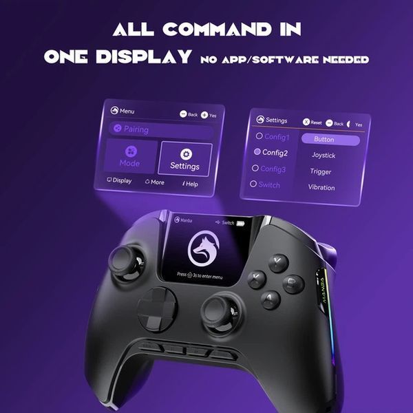 Бездротовий геймпад Manba One V2 Wireless Controller / Дисплей / RGB-підсвітка / Hall Effect / Black MN-ONE-V2 фото