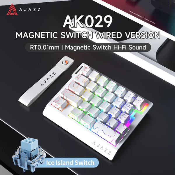 Ігрова дротова магнітна клавіатура Ajazz AK029 / Ice Island Switch / White Lines 478 фото