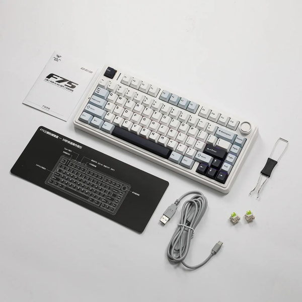 Ігрова механічна клавіатура AULA F75 / Три режими підключення / Leobog Axis Reaper Switch / White  5 фото