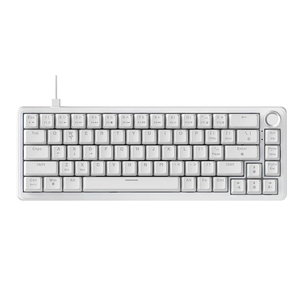 Ігрова механічна дротова клавіатура Ajazz Ak690 / 68 клавіш / Hot-Swap / RGB / Peach Mist Switch / White 475 фото