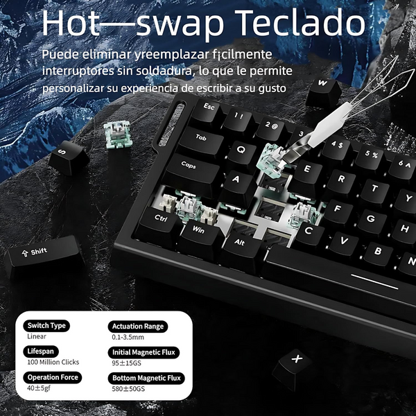 Игровая проводная магнитная клавиатура FreeWolf F68 / Magnetic Switch / RGB / Wired / Black 335 фото