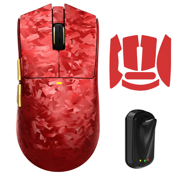 Игровая беспроводная мышка Attack Shark X11 ULTRA / Три режима подключения / Carbon Fiber / Сенсор PAW3950MAX / 42000 DPI / Red 610 фото