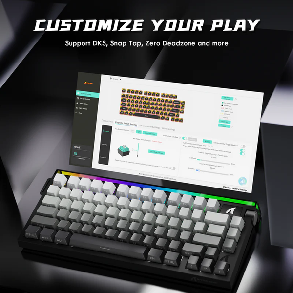 Игровая магнитная проводная клавиатура Attack Shark R85 / Проводное подключение / Magnetic Switch / Black Gradient 392 фото