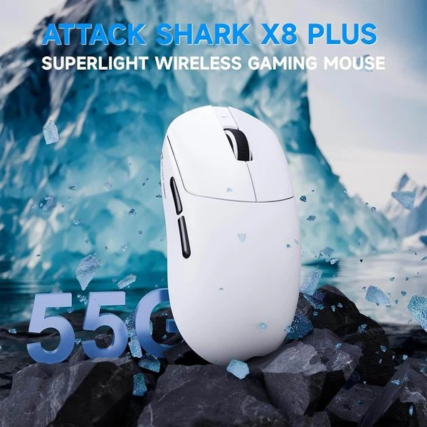 Ігрова бездротова мишка Attack Shark X8 Plus / Три режими підключення / Сенсор PAW3395PRO / 40000 DPI / White 505 фото