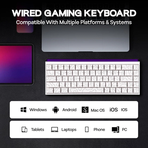 Игровая механическая проводная клавиатура Ajazz NK68 / Red Switch / 65% / RGB / White Lines 336 фото