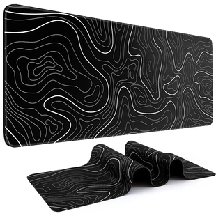 Коврик для мыши и клавиатуры "Topographic Black" / 100&times;50 см 281 фото