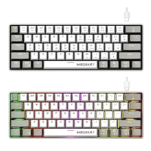 Ігрова дротова механічна клавіатура MegaKey MK761 / 60% / Red Switch / RGB / Grey  362 фото