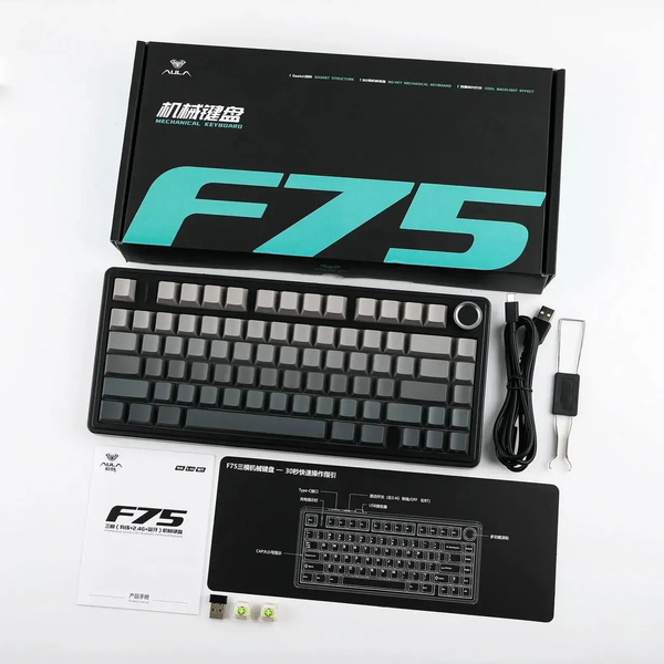 Игровая механическая клавиатура AULA F75 / ENG + RUS / Leobog Axis Reaper Switch / Black 625 фото