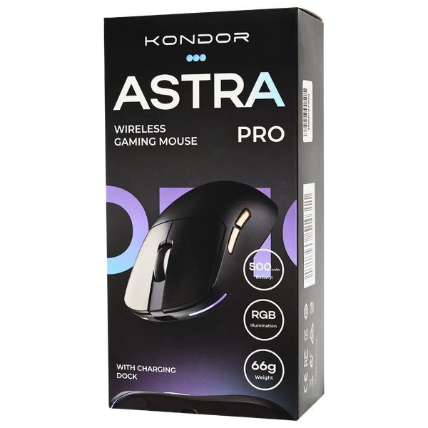 Игровая беспроводная мышка Kondor Astra PRO / Три режима подключения / 24000 DPI / Сенсор Pixart PAW3311 / Black 56700 фото
