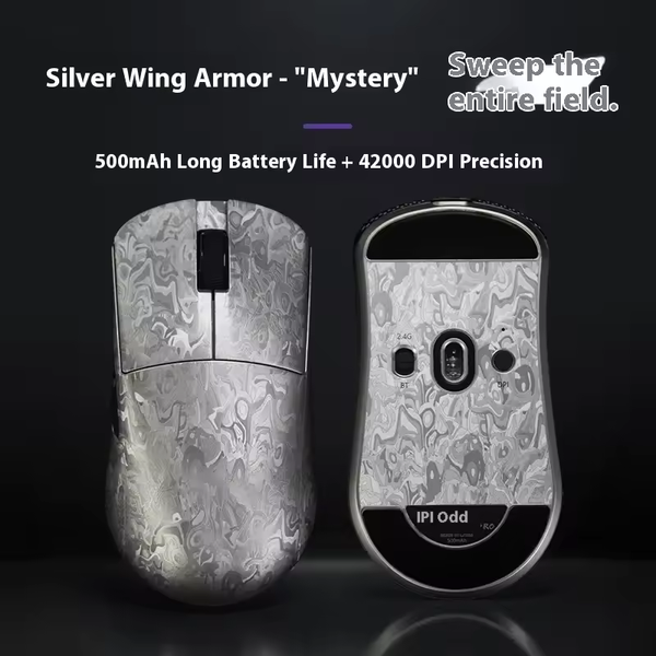 Игровая беспроводная мышка IPI QI Pro / Три режима подключения / 42000 DPI / Сенсор PAW3950 / Silver 460 фото