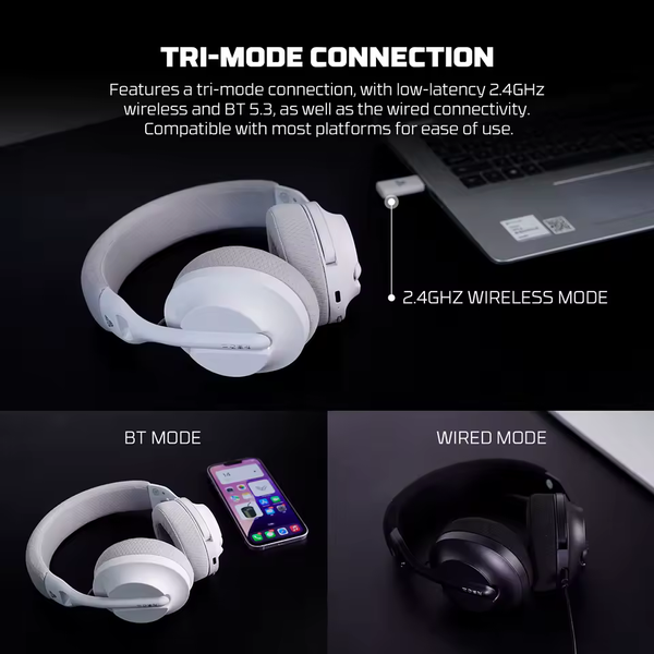 Ігрові бездротові навушники FANTECH TAMAGO II WHG04 / Три режими підключення / White 439 фото