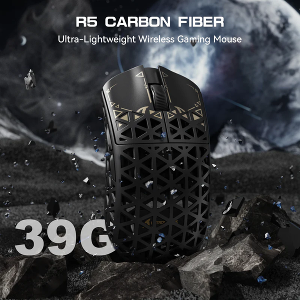 Ігрова мишка ATTACK SHARK R5 Ultra / Три режими підключення / PAW3950MAX / Carbon Fiber / 39 г / Black 48 фото