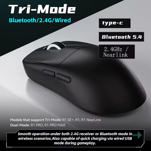 Ігрова бездротова миша VGN VXE Dragonfly R1 S / Чотири режими підключення / Сенсор Xhero AI / 1K / Black VXE-R1S-1 фото
