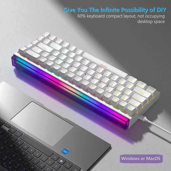 Ігрова механічна дротова клавіатура Womier WK68 Pro / 60% / Hot-swappable / White 425 фото