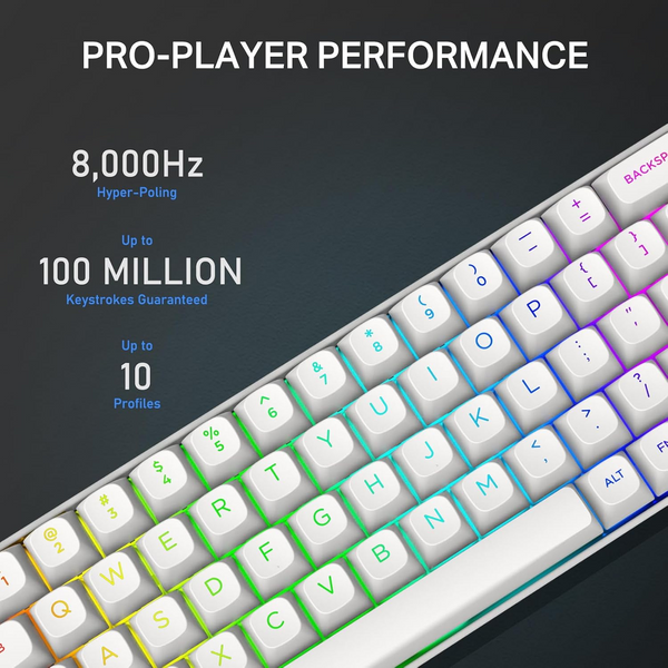 Игровая магнитная клавиатура E-Yooso HZ-68 / Pink Magnetic Switch / RGB / 8К / Hall Switch / White 366 фото