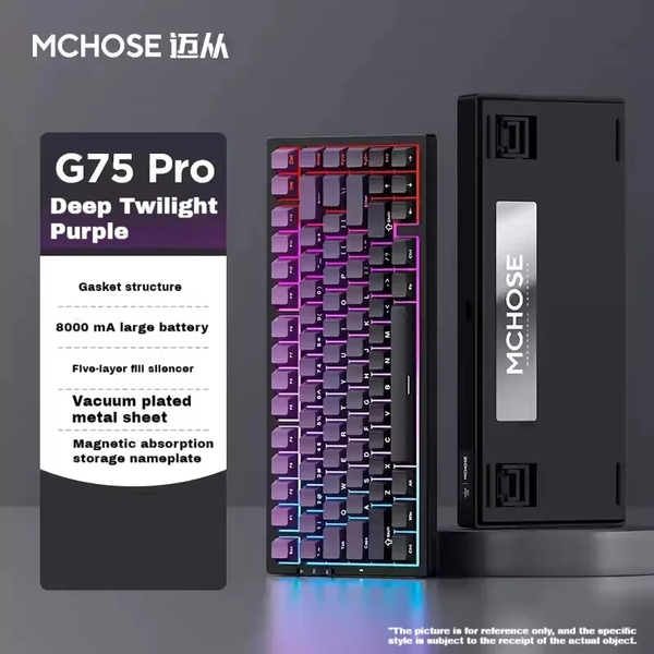 Ігрова механічна клавіатура Mchose G75 Pro / Три режими підключення / Matcha Latte Switch / Purple 302 фото