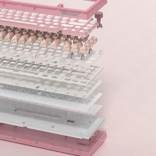Игровая механическая клавиатура Womier VK66 Pro / Проводное подключение / Womier POM Series Switches / Pink Lines 235 фото