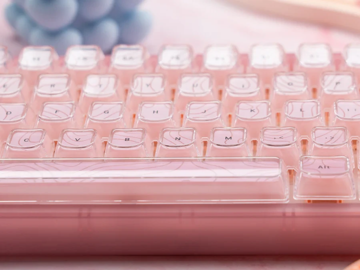 Игровая механическая клавиатура Womier VK66 Pro / Проводное подключение / Womier POM Series Switches / Pink Lines 235 фото
