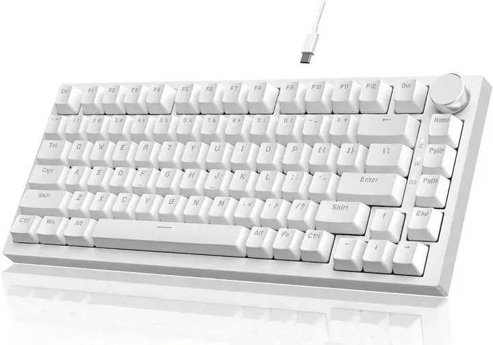 Игровая механическая клавиатура Ajazz Ak820 / Проводное подключение / Blue Switch / White 26 фото