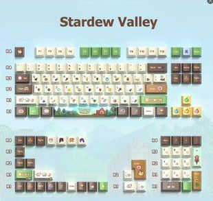 Кастомные PBT кейкапы Stardew Valley / 125 клавиш / пиксельный игровой дизайн / для механических и магнитных клавиатур / Beige  KC-5029 фото
