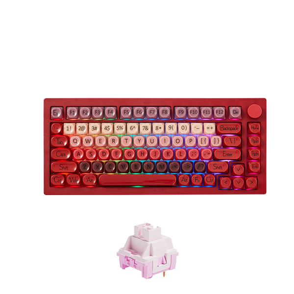 Ігрова механічна дротова клавіатура Veekos K75 / Frost Pink Switch / Hot-Swap / Red  321 фото