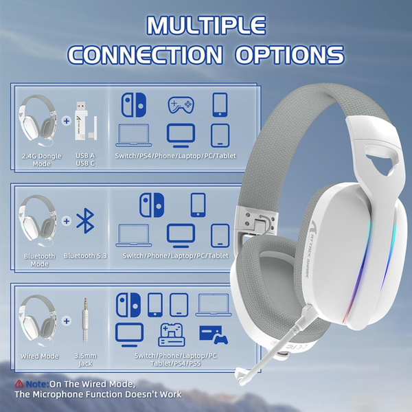 Attack Shark L90 Wireless Gaming Headset &mdash; бездротова Bluetooth-гарнітура з мікрофоном для геймерів 33 фото