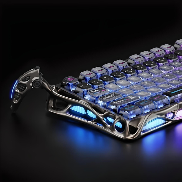 Ігрова бездротова механічна клавіатура Gravastar Mercury K1 Pro TKL Cyberpunk / Три режими підключення / Kailh Speedy Mint / Grey  448 фото