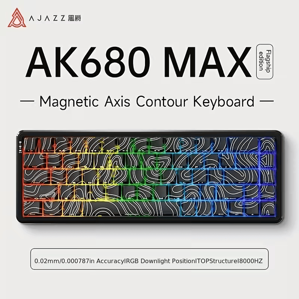 Игровая проводная магнитная клавиатура AJAZZ AK680 MAX / RGB / Magnetic Switch / 8К / Black Lines 233 фото